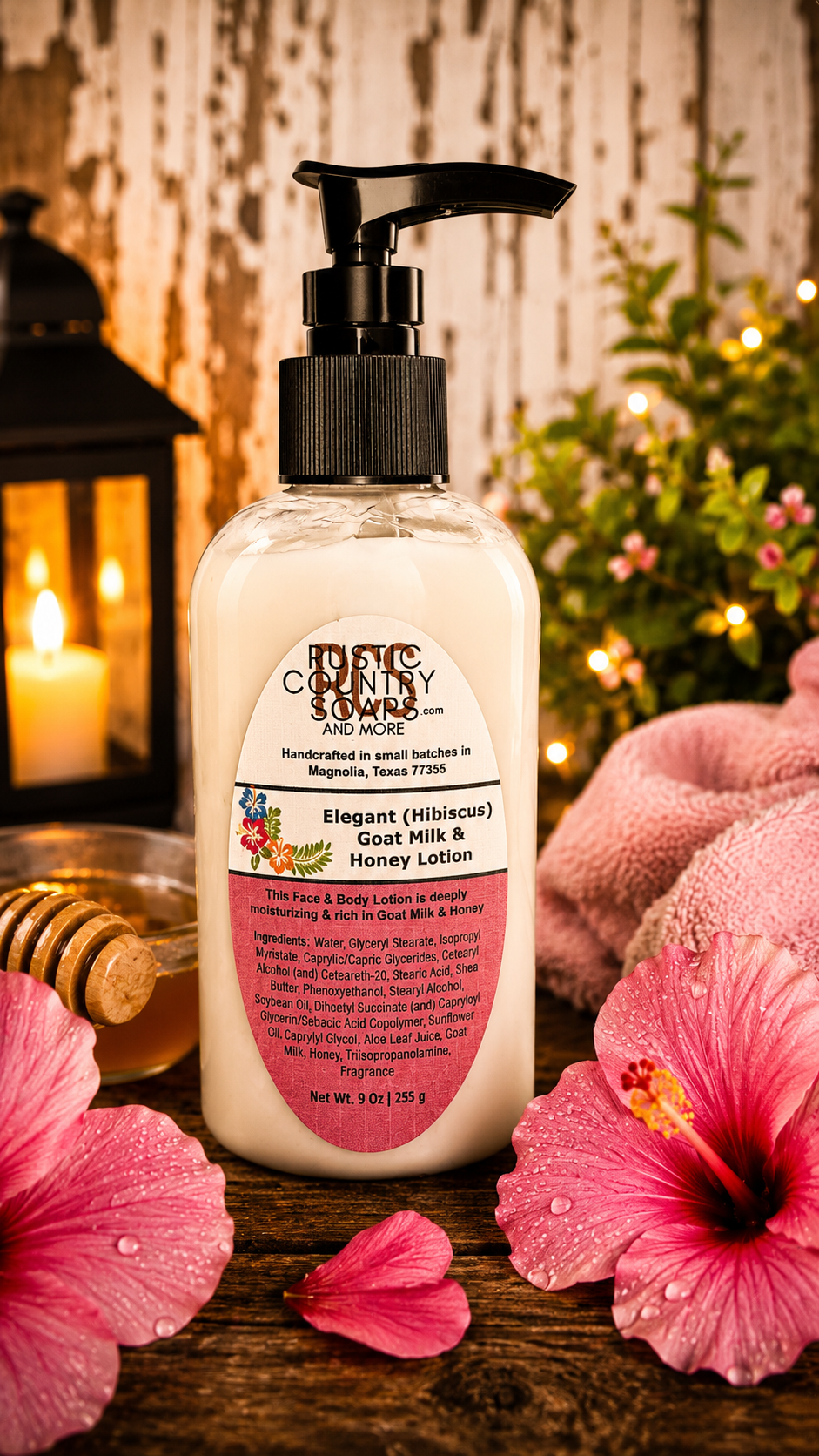 Elegant (Hibiscus) Goat Milk & Honey Pump Lotion