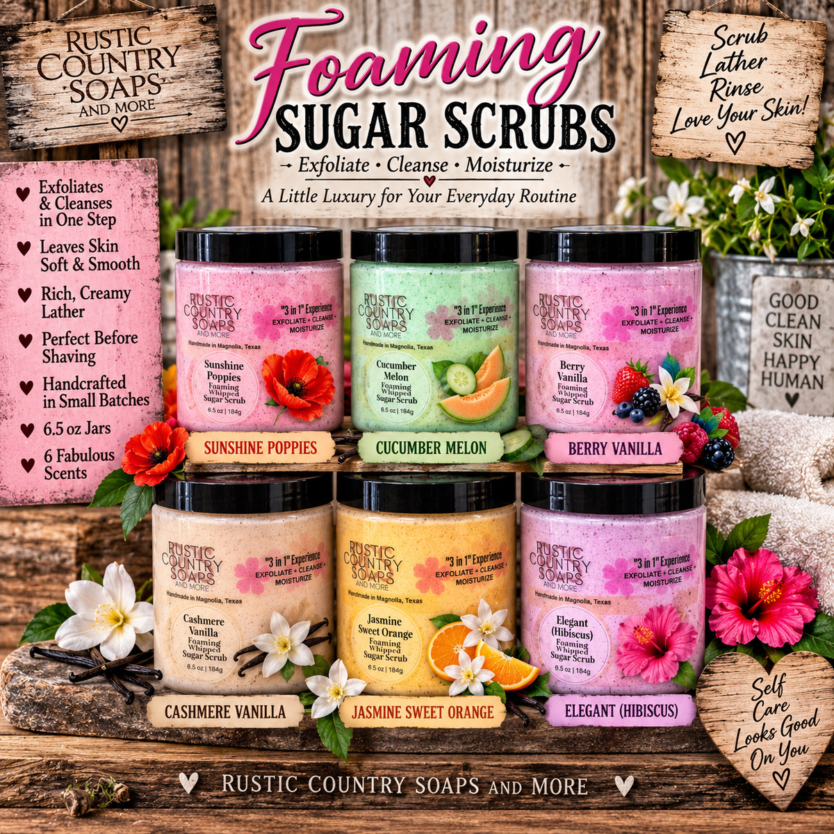Foaming Whipped Sugar Scrubs