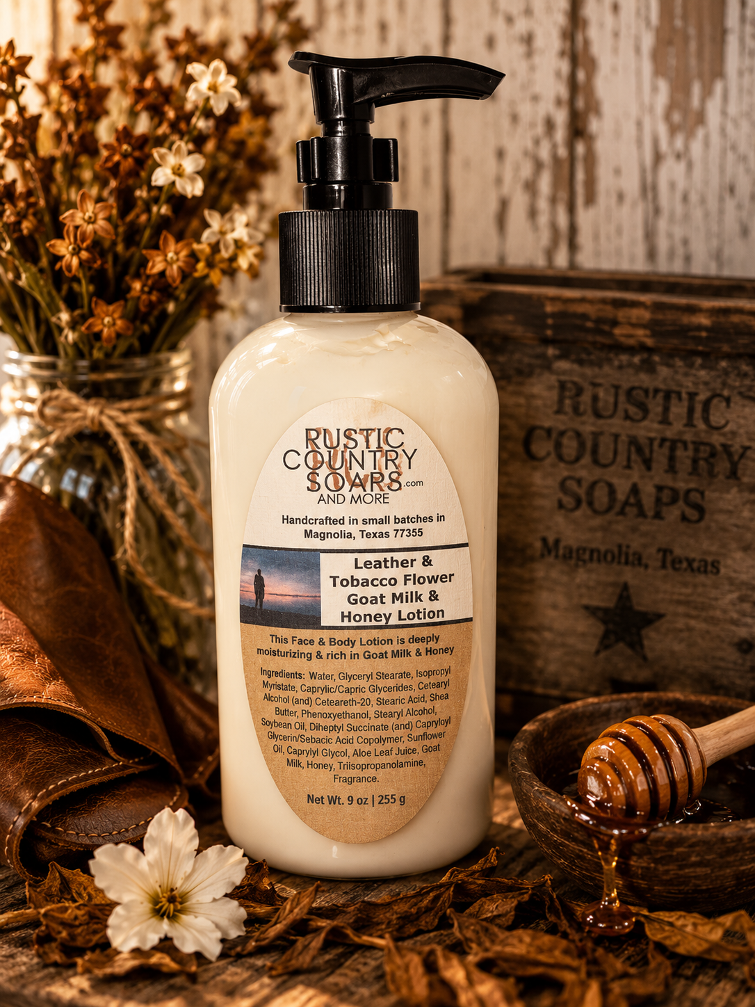 Leather & Tobacco Flower Goat Milk & Honey Lotion