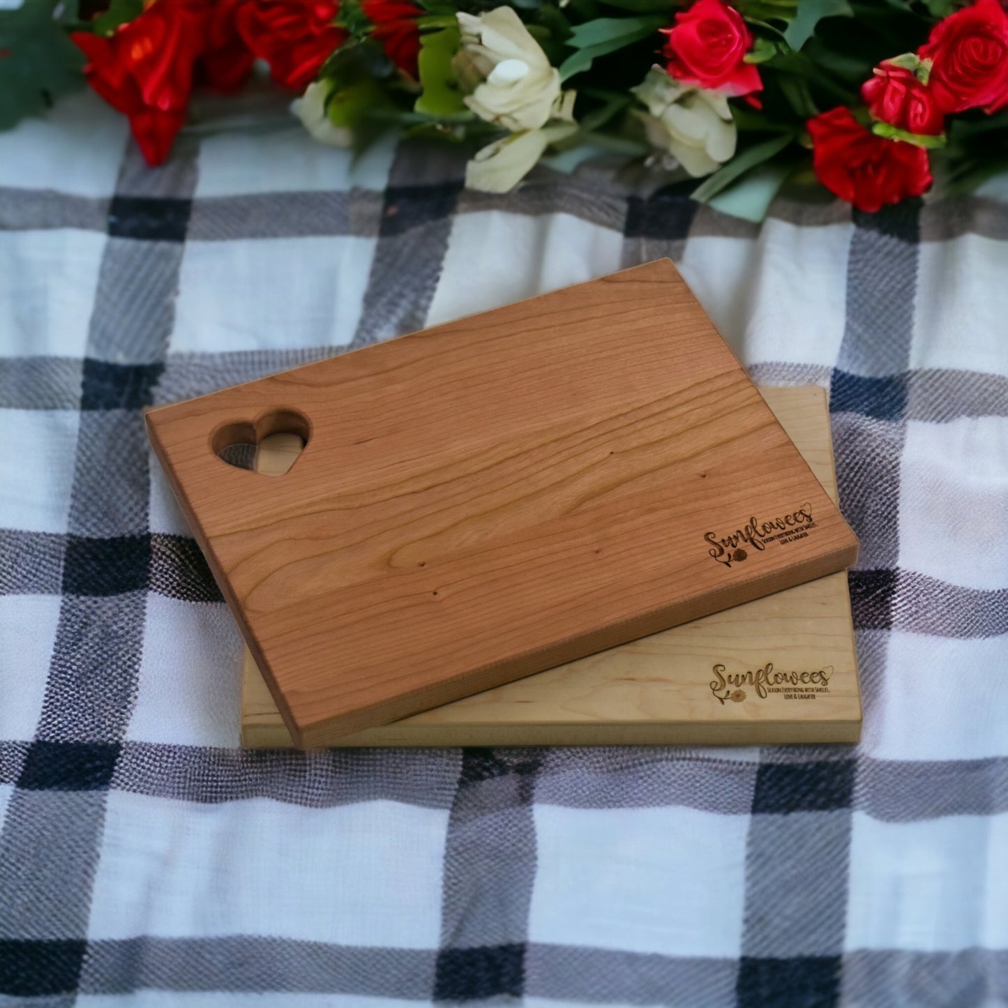 Premium Maple and Cherry Cutting Boards with Heart