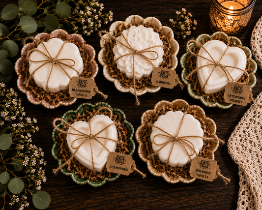 All Donkey Milk Soaps in Rustic Saucers