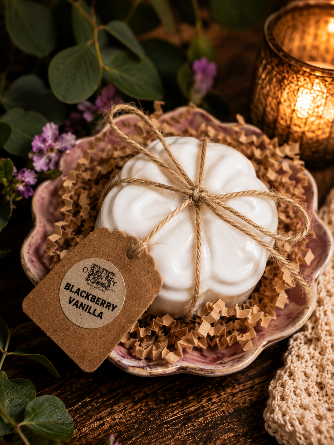Donkey Milk Hand Soap in a Rustic Ceramic Saucer