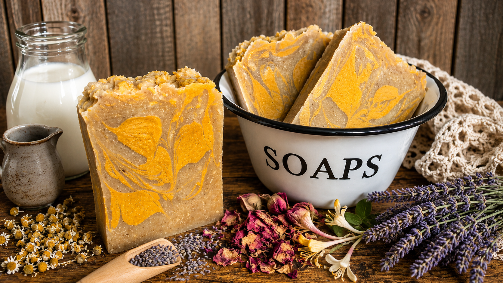 FLOWER POWERHOUSE Bar Soap - with chamomile, lavender, rose & honeysuckle