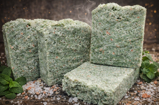 FRESH SPEARMINT Hand Salt Bar - with coarse sea salt & spearmint essential oil