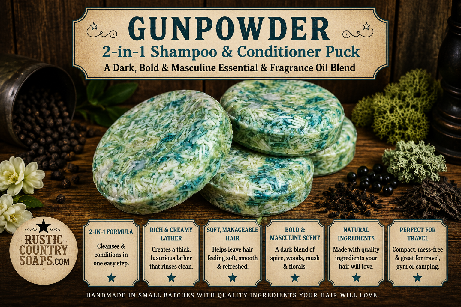 Gunpowder 2 in 1 ShampooConditioner Bar