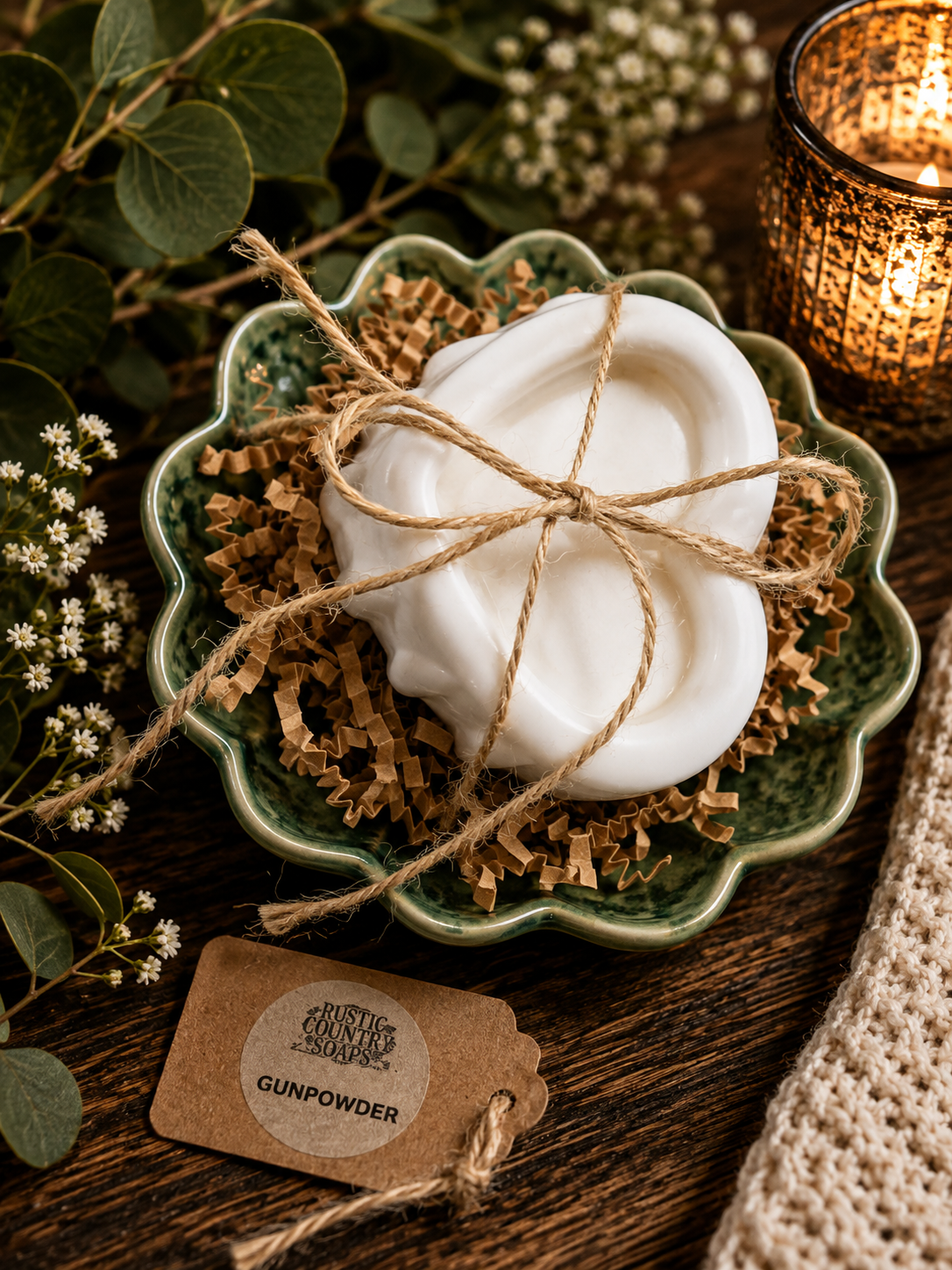 Donkey Milk Hand Soap in a Rustic Ceramic Saucer