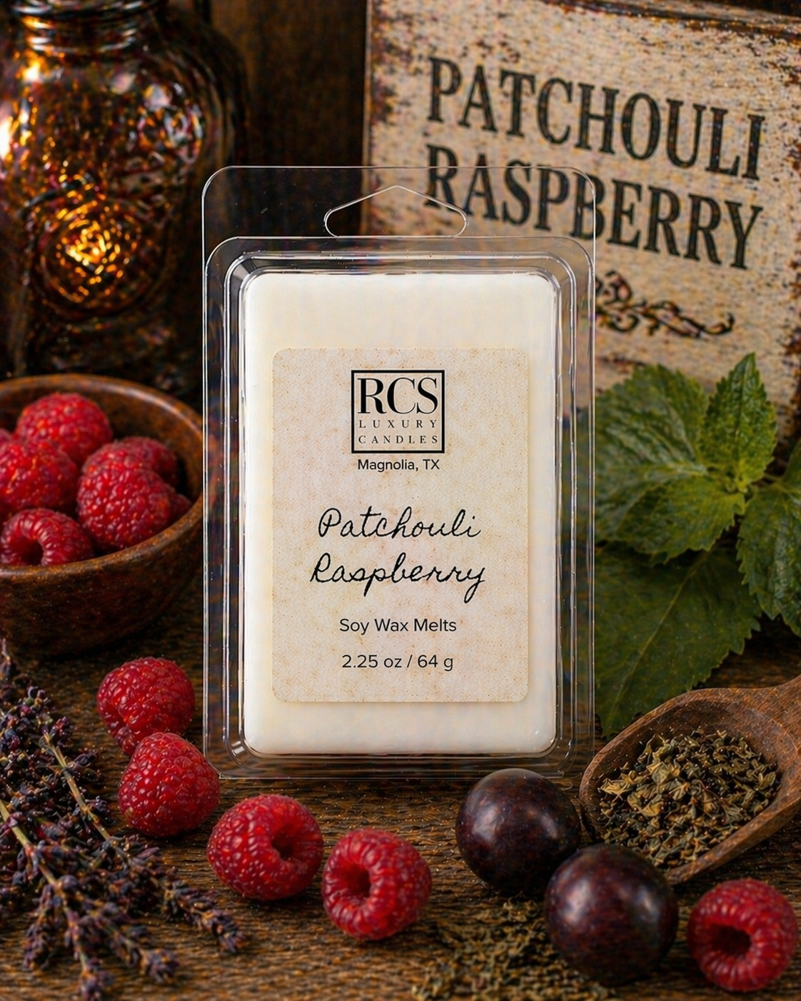 Patchouli Raspberry Wax Melts – Sweet & Earthy Soy Wax Melts