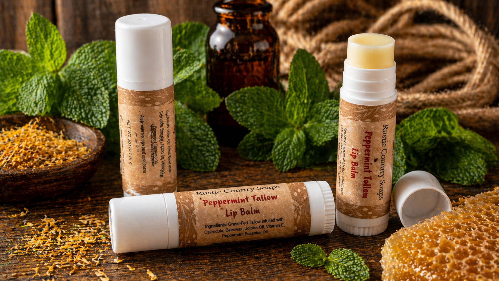 Peppermint Tallow Lip Balm – Natural Hydrating Lip Care
