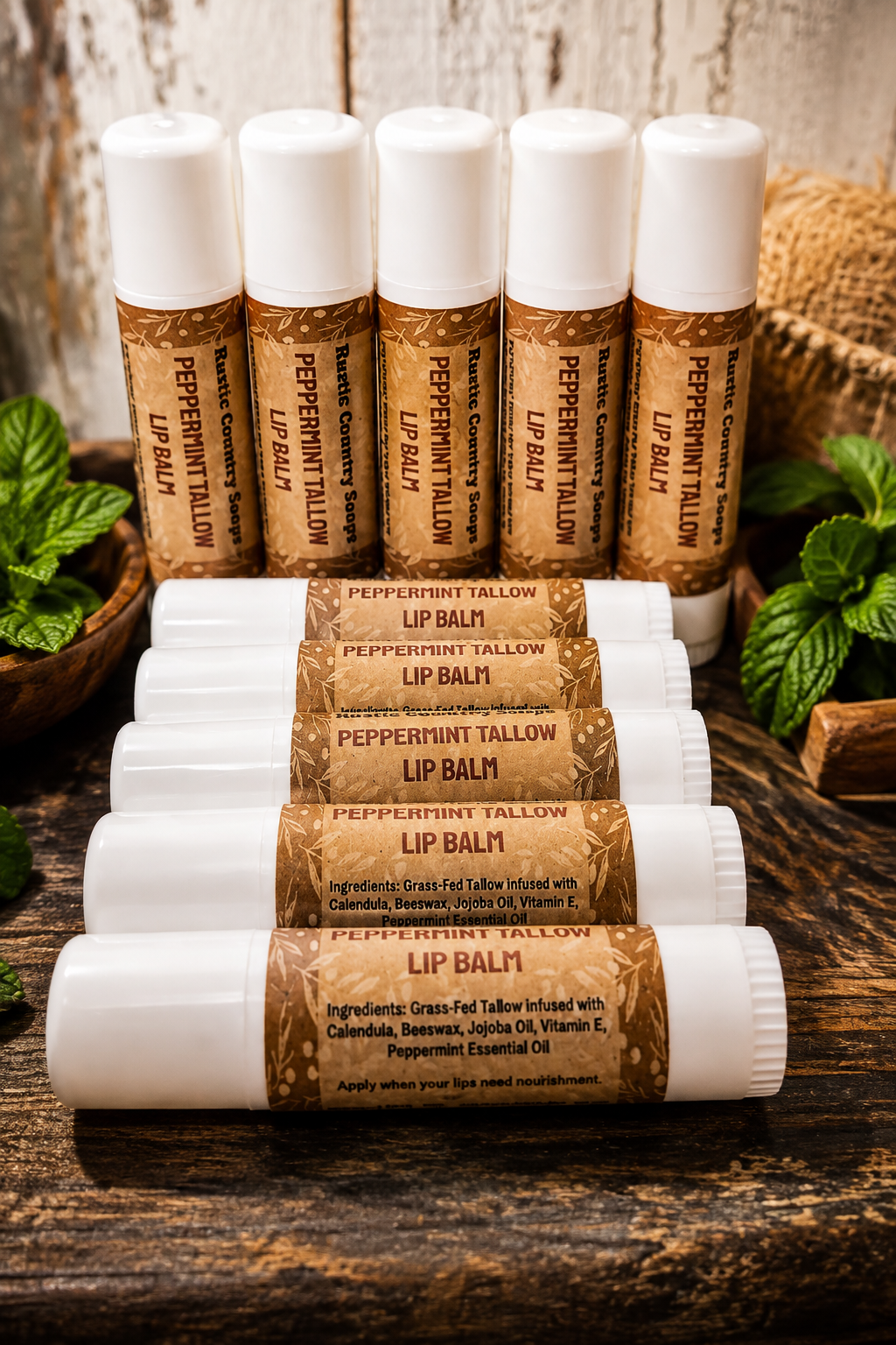 Peppermint Tallow Lip Balm – Natural Hydrating Lip Care
