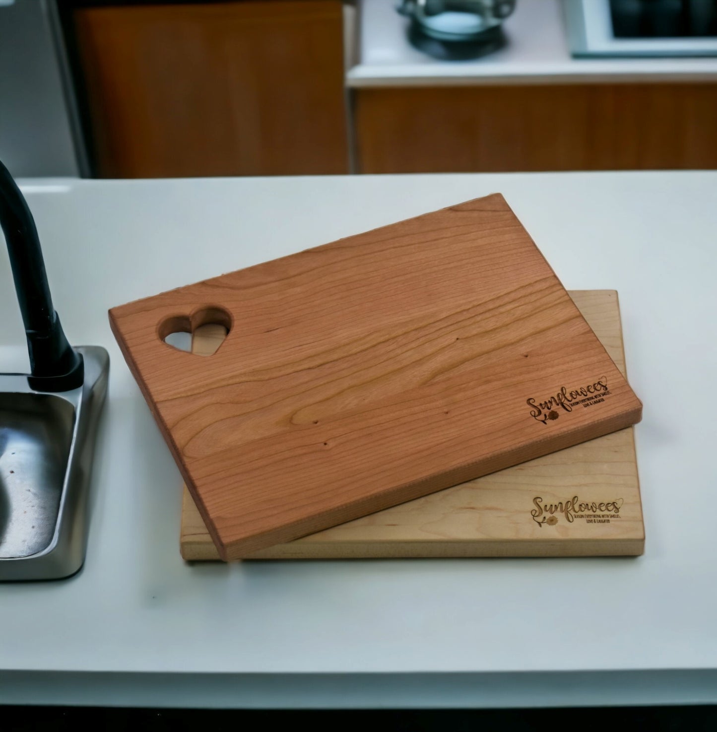 Premium Maple and Cherry Cutting Boards with Heart