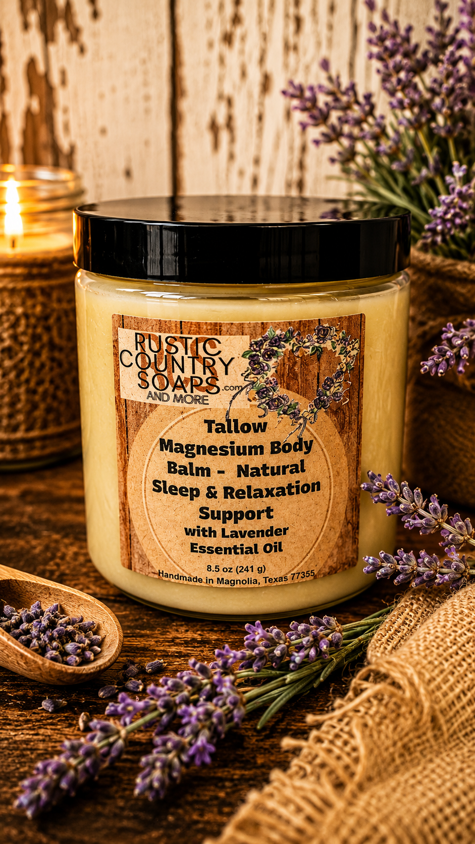 Tallow Magnesium Balm  Natural Sleep & Relaxation Support  Lavender Essential Oil