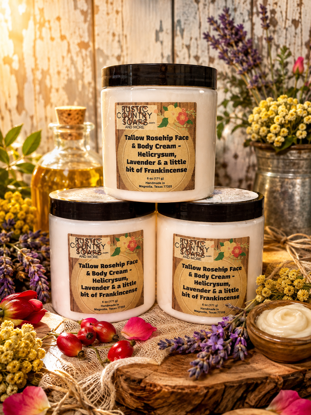 Tallow Rosehip Face & Body Cream - Helicrysum, Lavender and a little bit of Frankincense