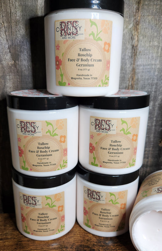 Tallow Rosehip Face & Body Cream - Geranium