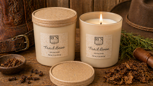 Trail Boss Soy Candle – Leather, Tobacco & Cedarwood