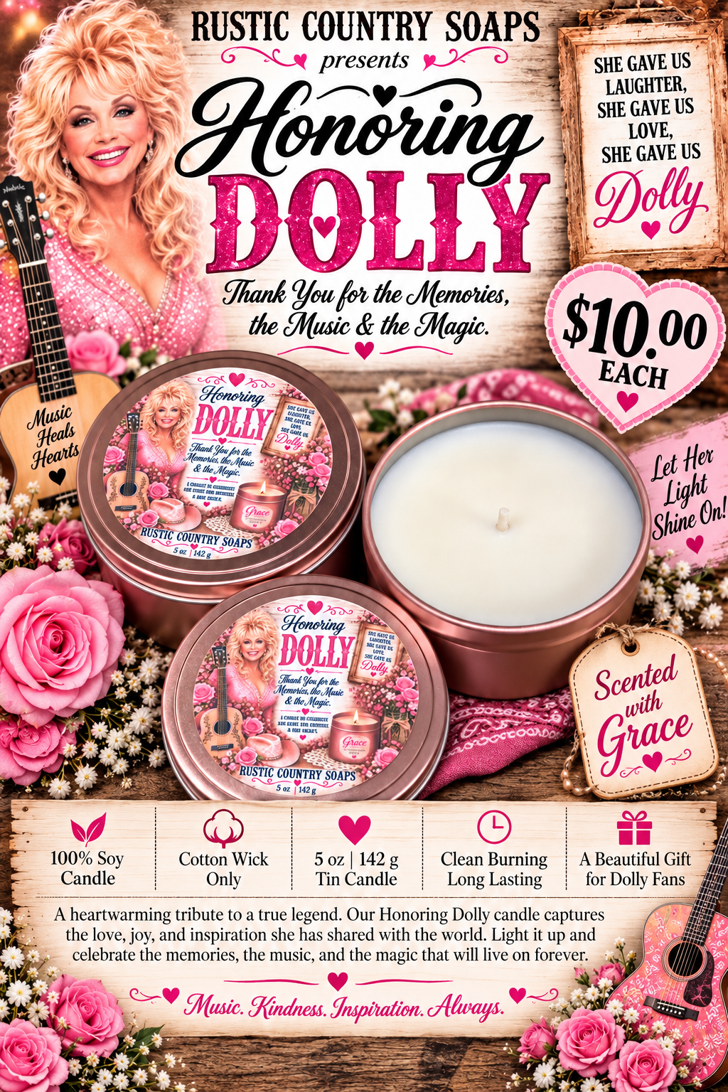 Honoring Dolly Soy Candle 5 oz