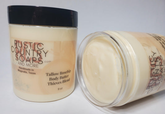 Tallow Rosehip Body Butter - Thieves Blend - Rustic Country Soaps & More